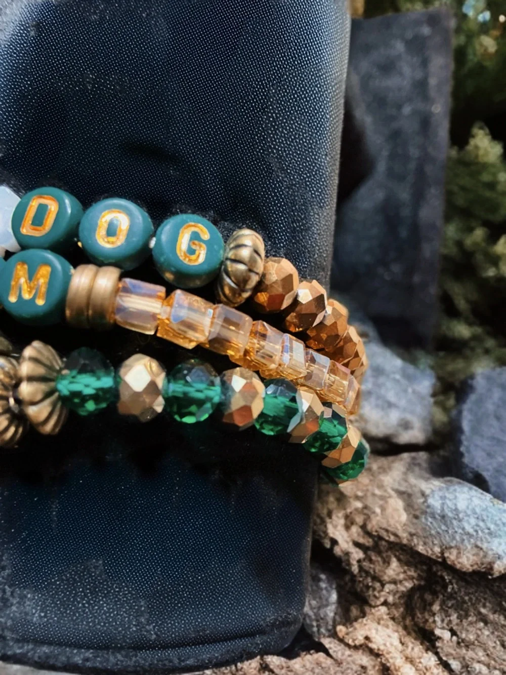 3 piece Bulldog Mom Beaded Bracelet Set